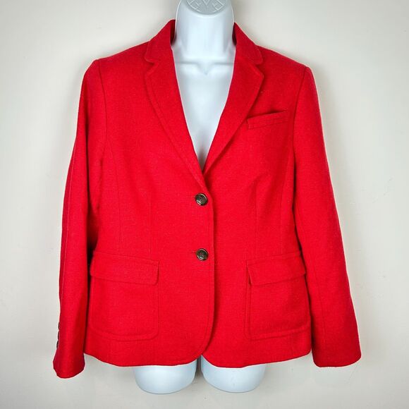 Talbots Classic 2 Button Red Wool Blend Blazer size 10P - Picture 14 of 16